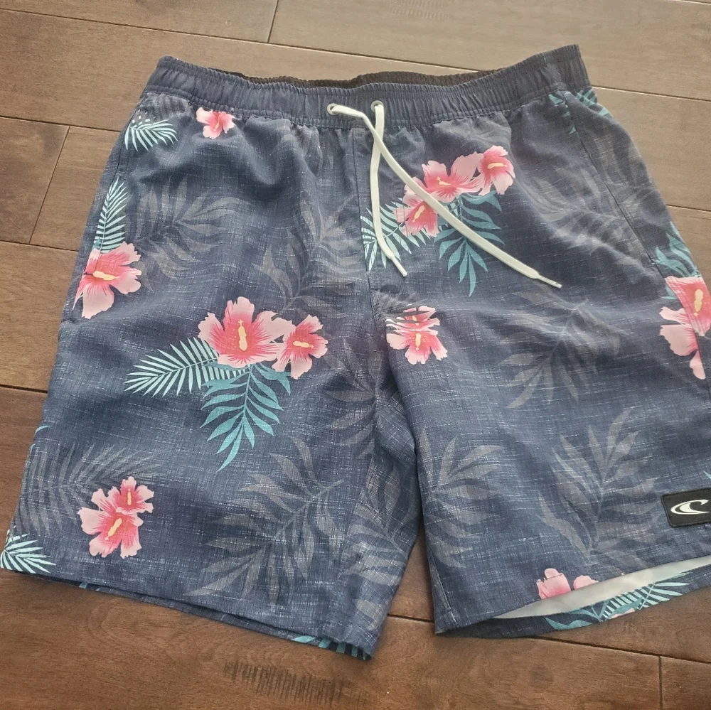 O'Neill Navy Floral Board Shorts Swimming Shorts Size Small